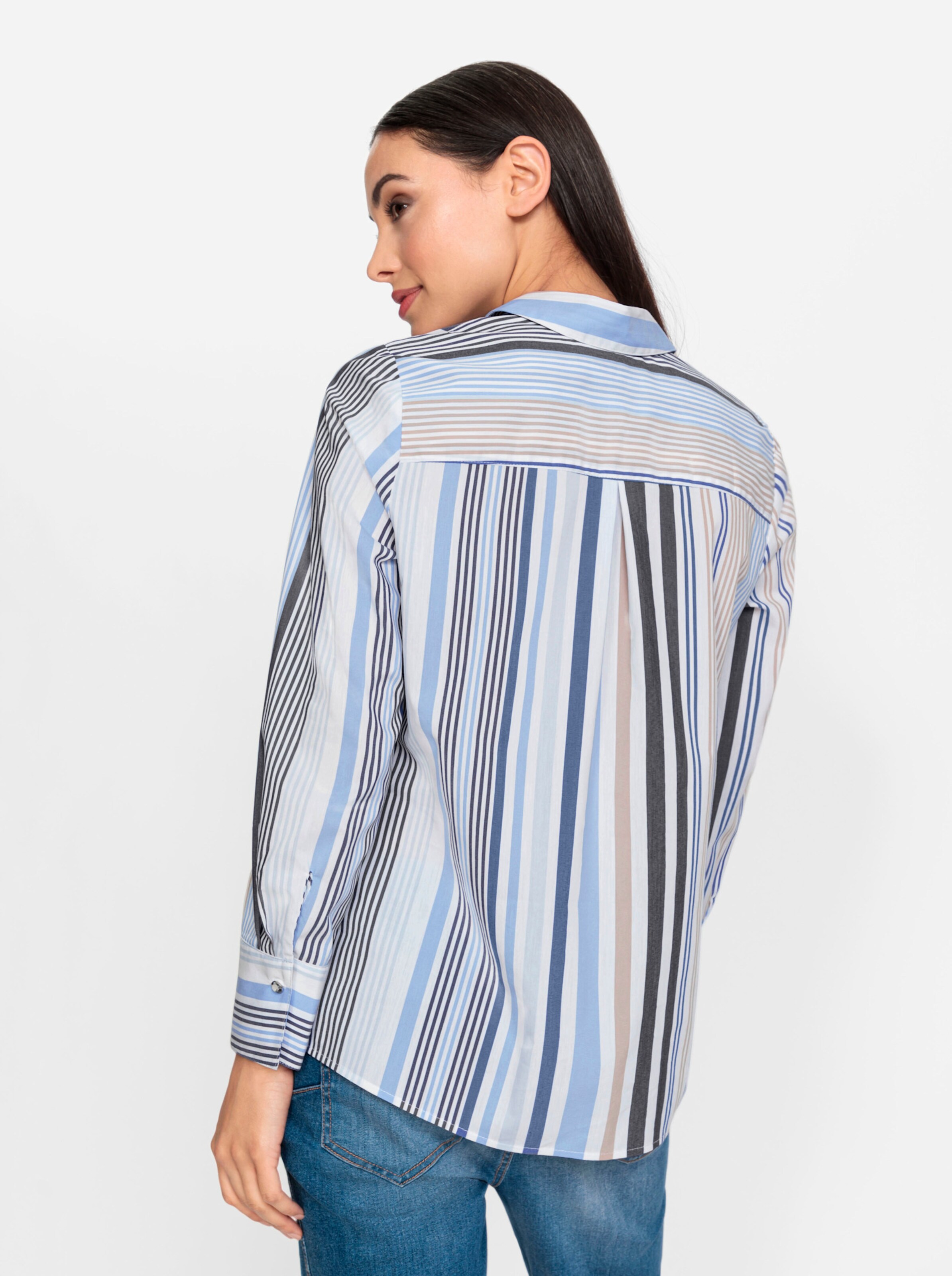 heine Streifenbluse in beige-marine-gestreift