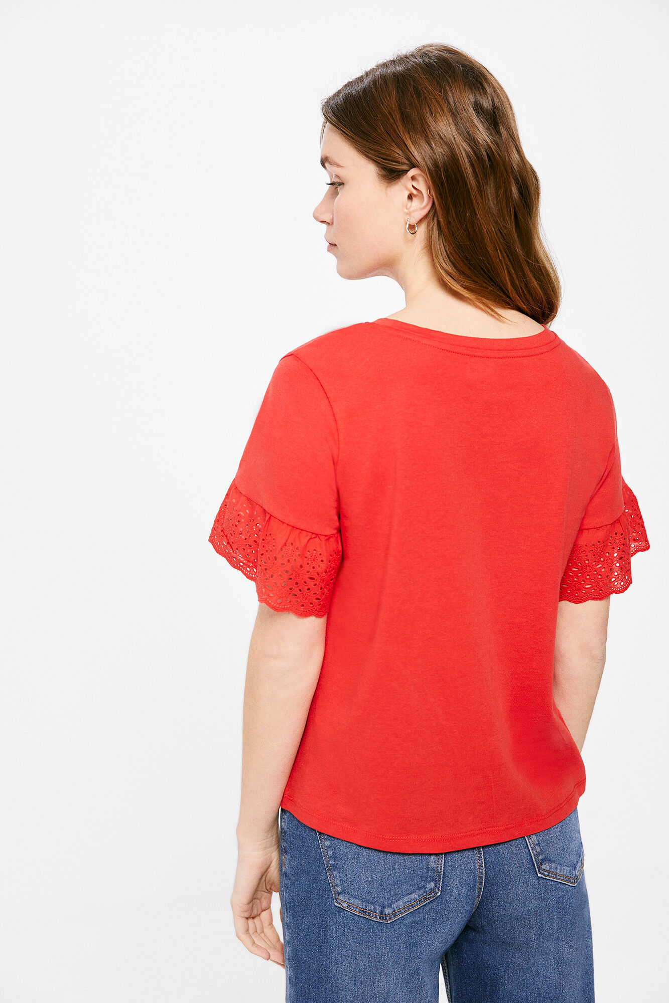 Camisa social bordada suíça - Vermelha