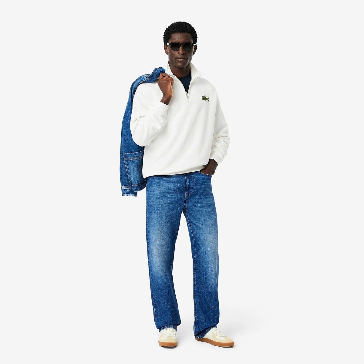 LACOSTE<br>Suéter com zíper, modelagem ampla