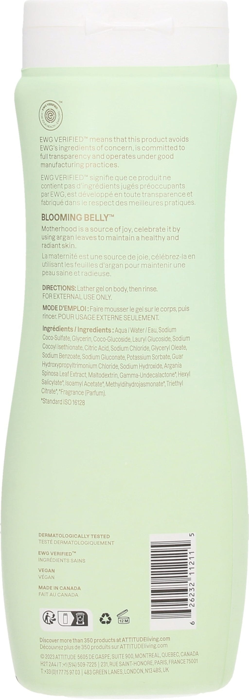 ATTITUDE  Blooming Belly Natural Body Wash Argan, 473 ml