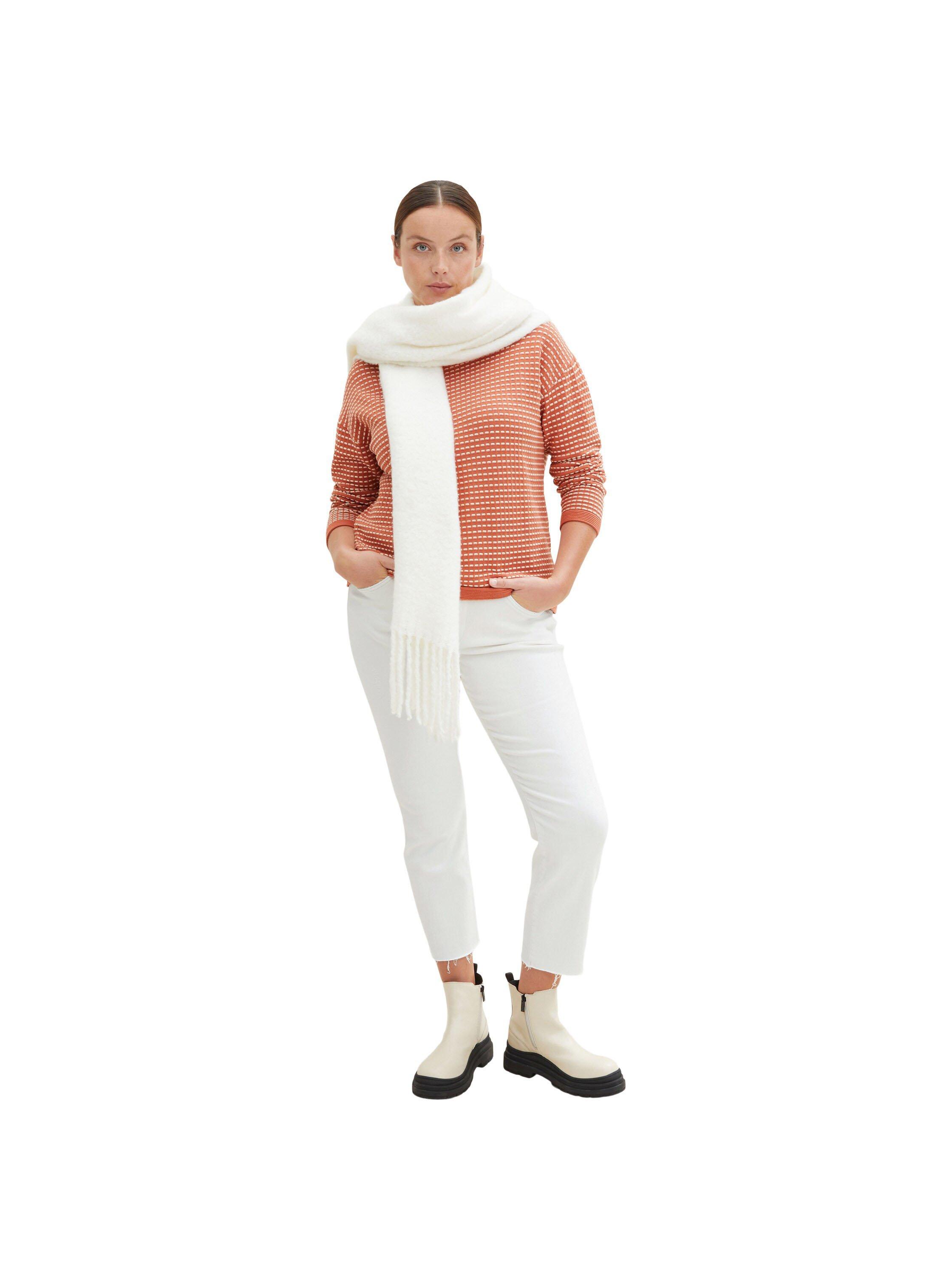 Pullover in Kontraststruktur mit Rippbündchen