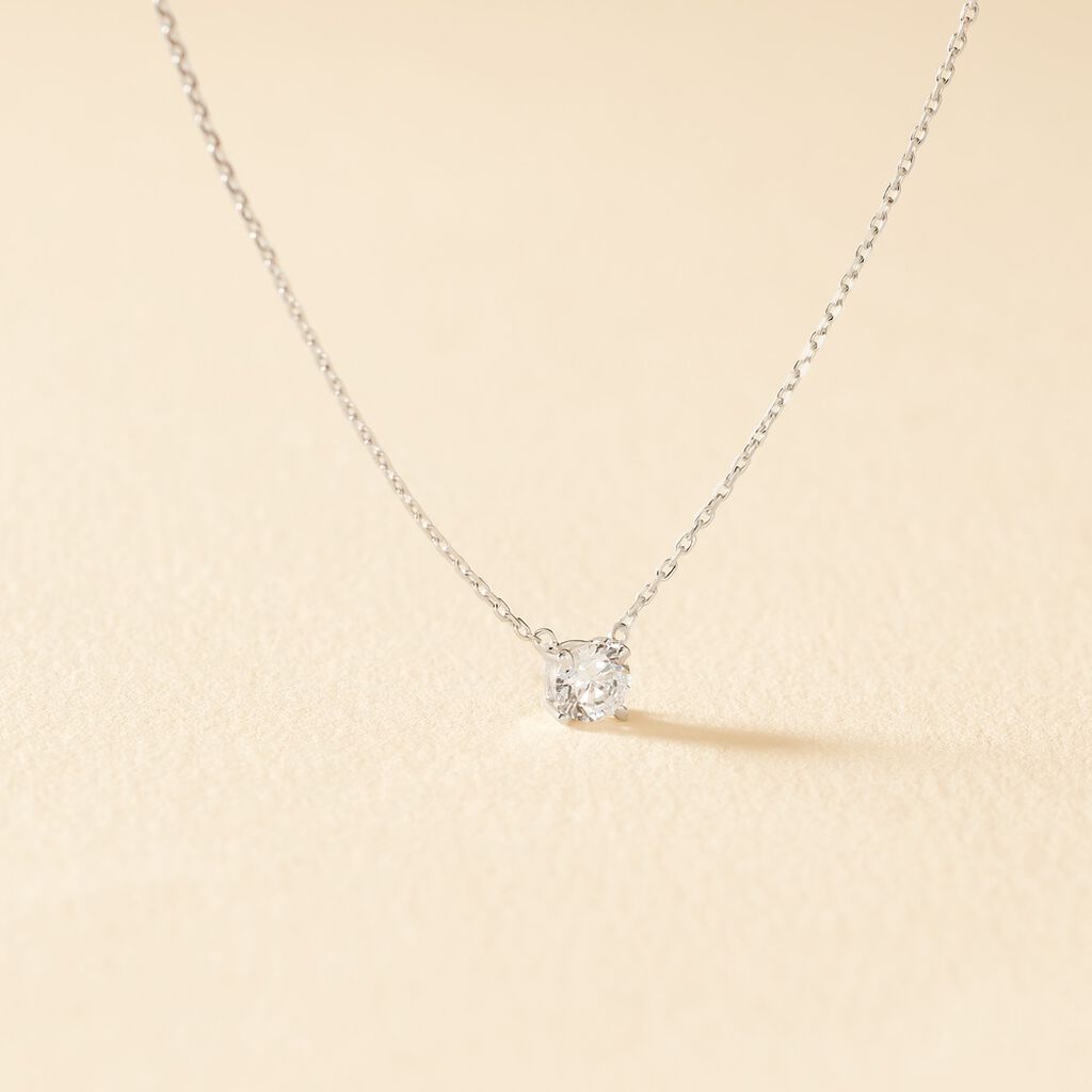 Collier Ponama Or Blanc Oxyde De Zirconium