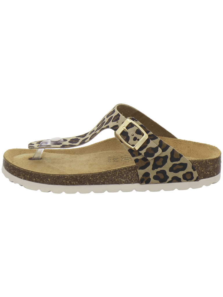 Zehensteg Sandalen Damen leo-beige