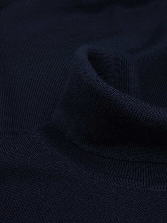 Stenströms Sweater Knitted Roll Neck Merino Wool Navy