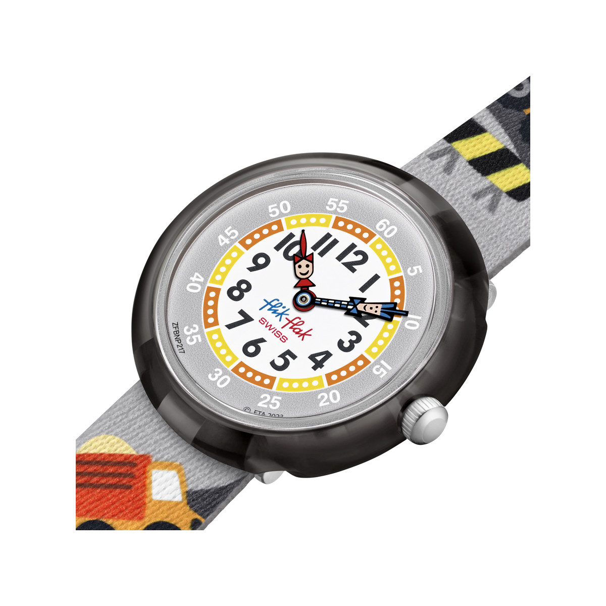 Montre FLIK FLAK Future dreams Build it up enfant plastique biosourcé bracelet PET recyclé gris