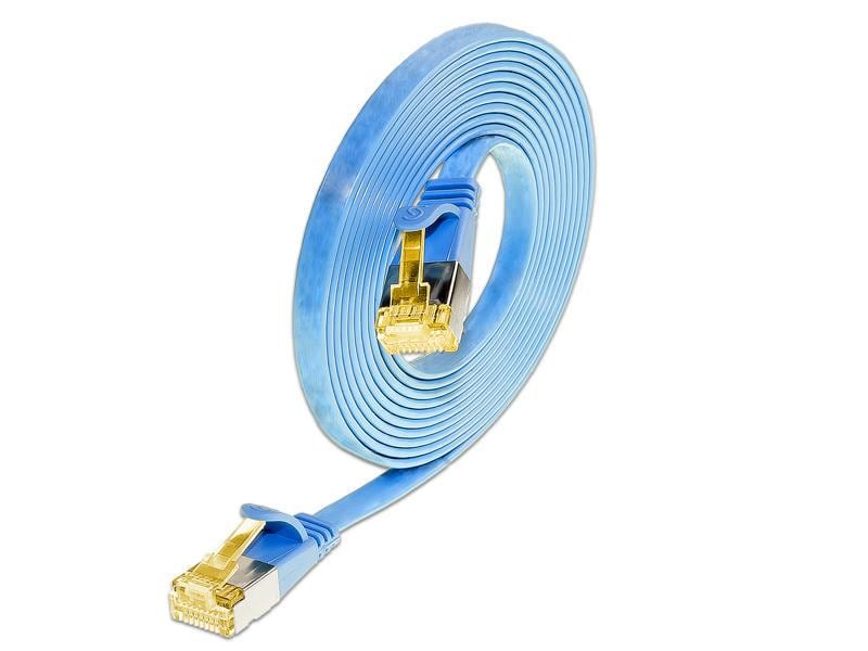 SLIM Slimpatchkabel  Cat 6A, U/FTP, 2 m, Blau Geschirmtes Cat 6A flaches Twisted-Pair-Kabel (U/FTP) mit Klinkenschutz und vergoldeten RJ-45 Steckern