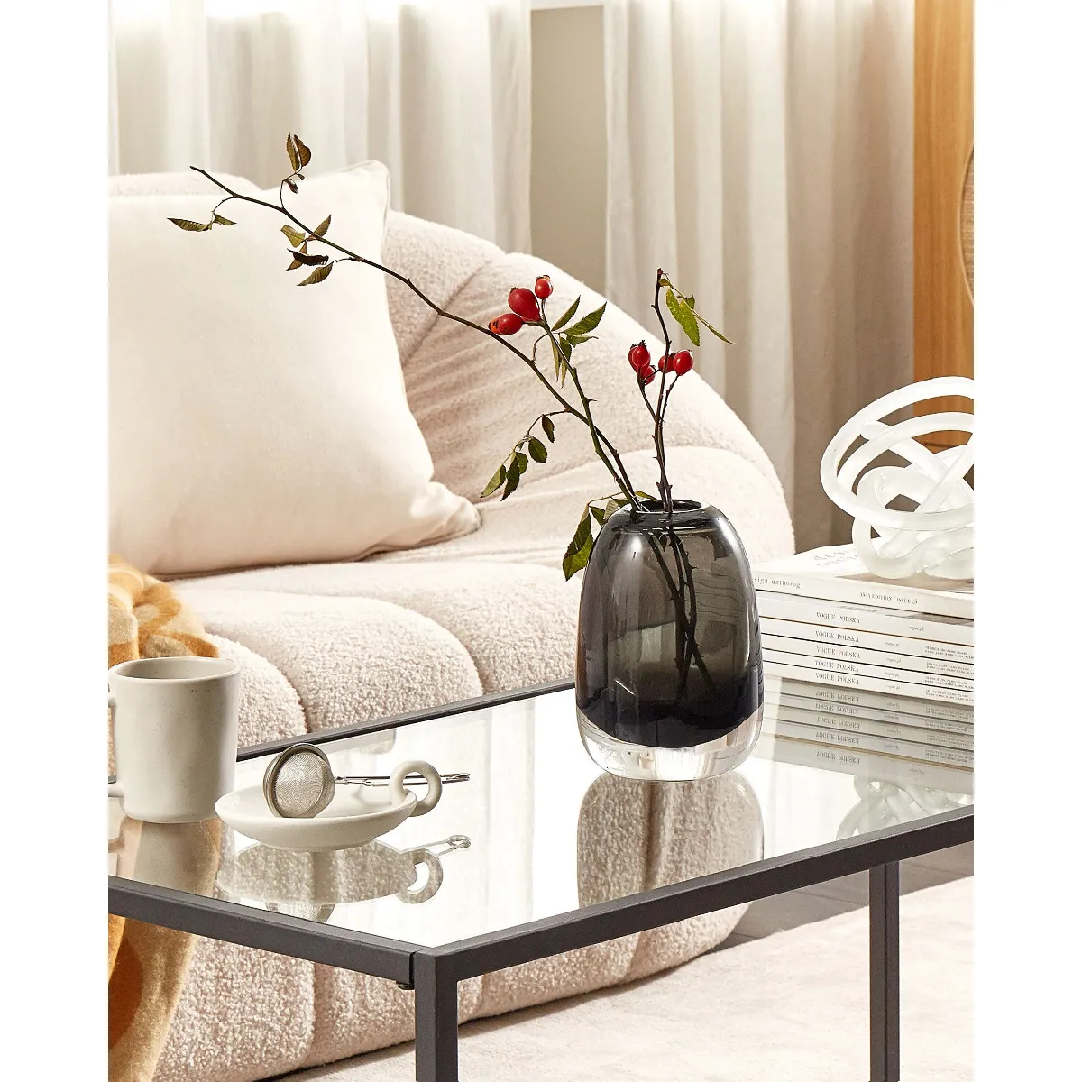 Beliani Vase FYSKA Gris foncé