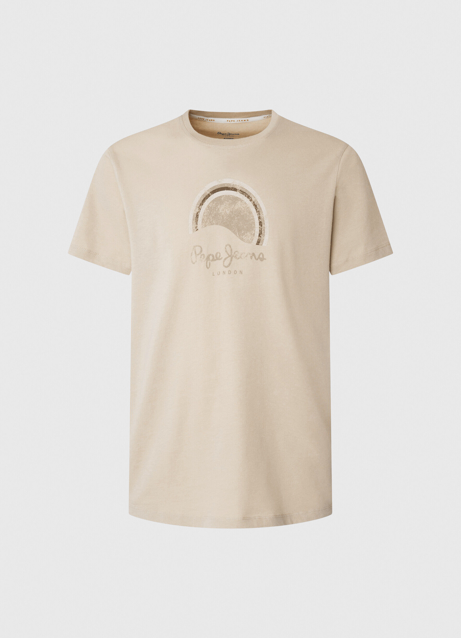 Camiseta com logo e efeito desgastado - bege malte