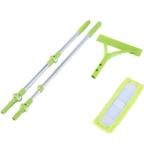 (30-194cm) 3in1 Ausziehbare Teleskop Reinigungs Bürste Biegbarer Glas Fenster Reiniger Pflege Wischer - Grün