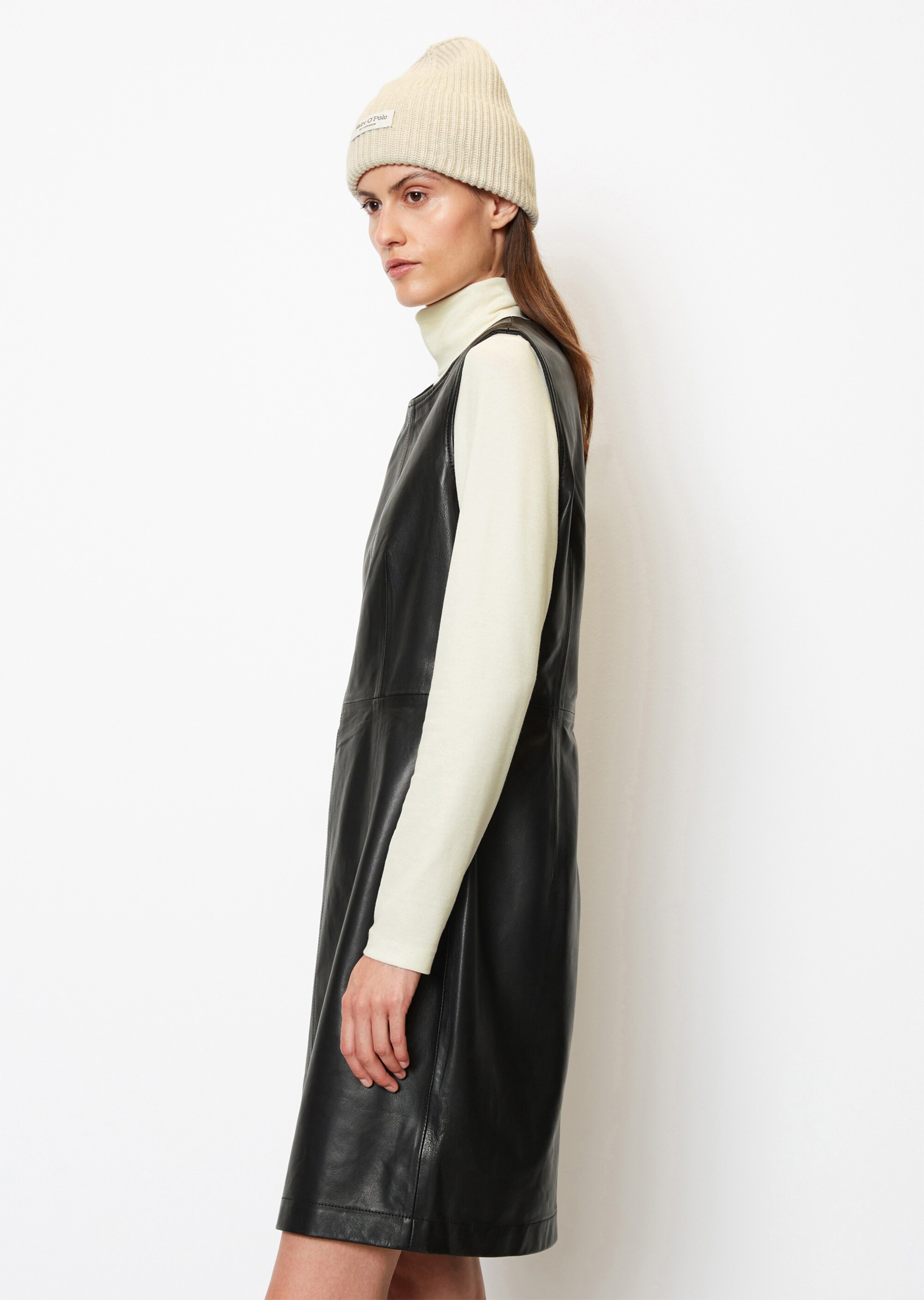 Leder-Etuikleid fittedaus softem Lamm-Nappa