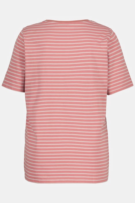 Pyjamashirt, Ringel, Rundhals, Halbarm, Biobaumwolle