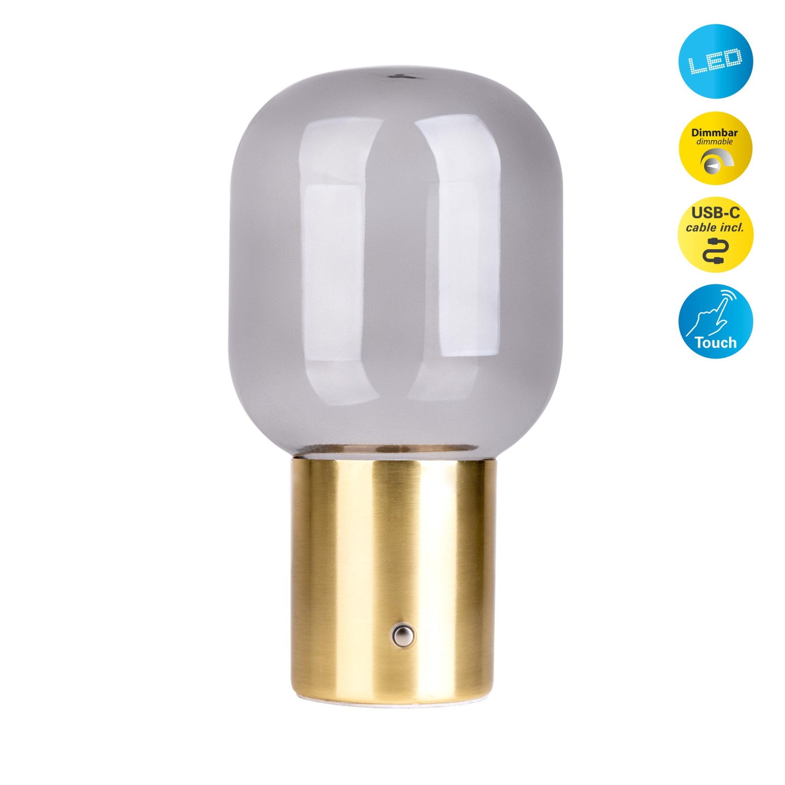 LED-Akku-Tischleuchte ALBERO - messing - 25 cm hoch
