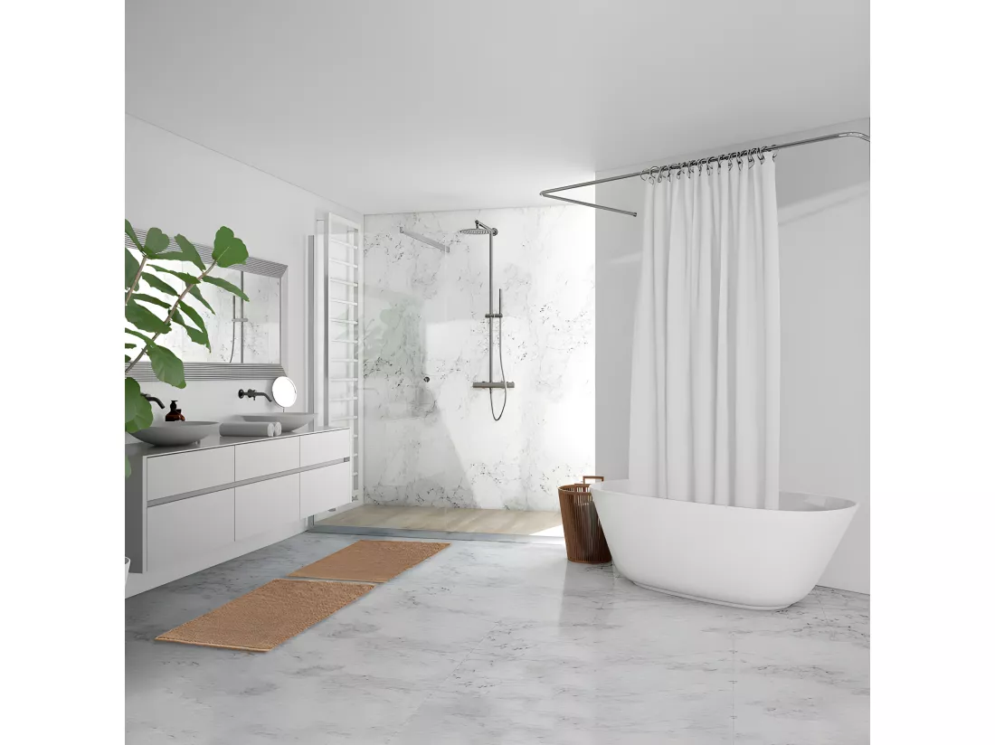 Tapis de salle de bain 40 x 60 cm en coton beige - PEPPO