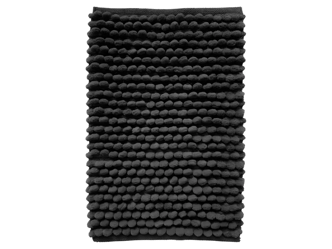 Tapis de salle de bain 40 x 60 cm mini pompon gris anthracite - MARIE