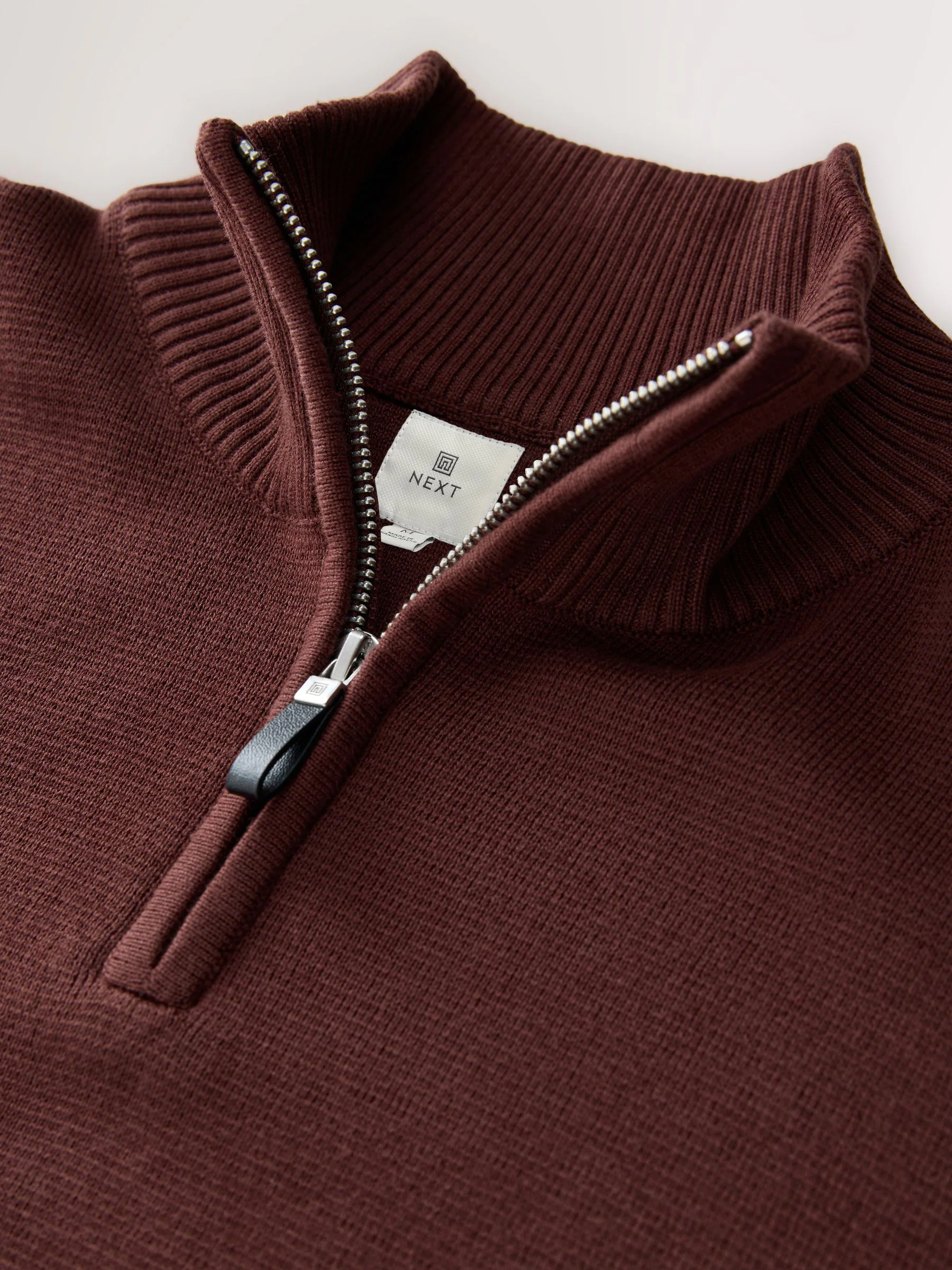 Vijg - Effen - Regular fit 100% katoenen premium trui met korte rits
