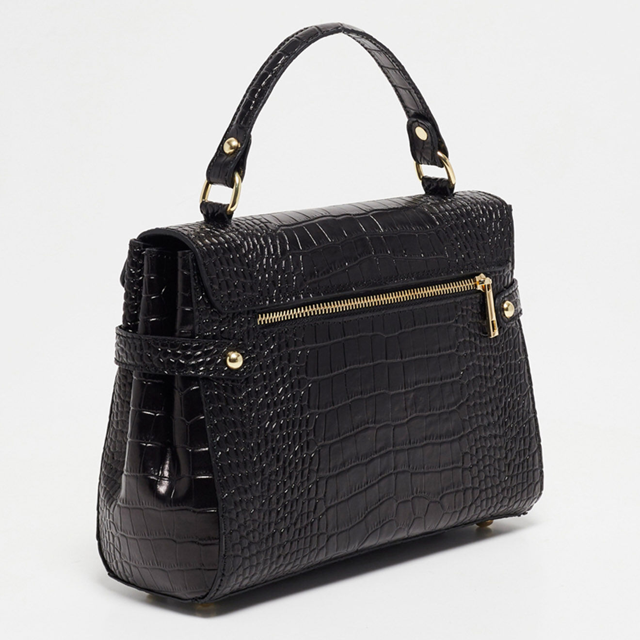 Christian Laurier Sac à main en Cuir croco Swan noir - 28x20x11 cm