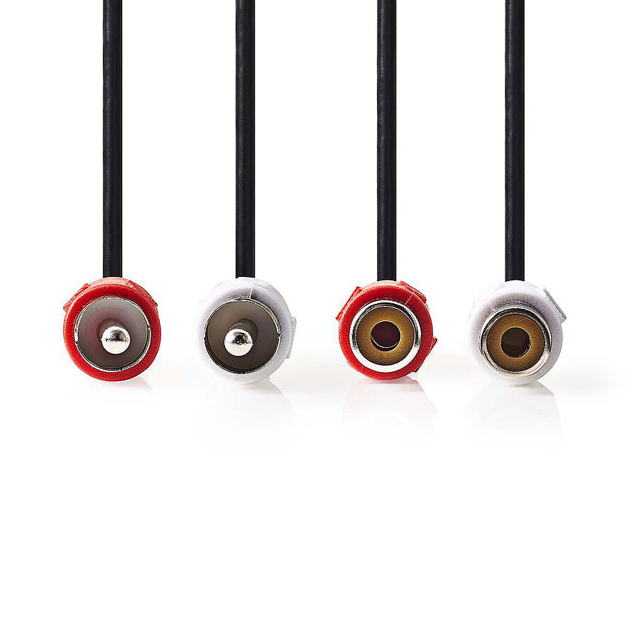 NEDIS Câble Audio Stéréo 2x RCA Mâles vers 2x RCA Femelles - 2 m - Noir