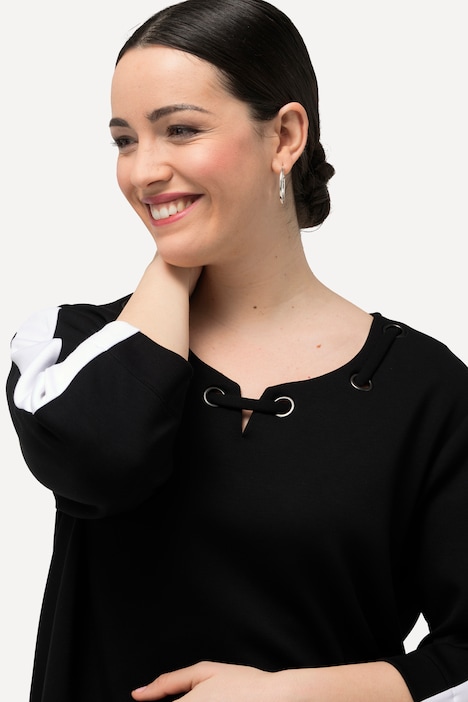 Sweatshirt, Ösen, Rundhals, 3/4-Arm, extraweich