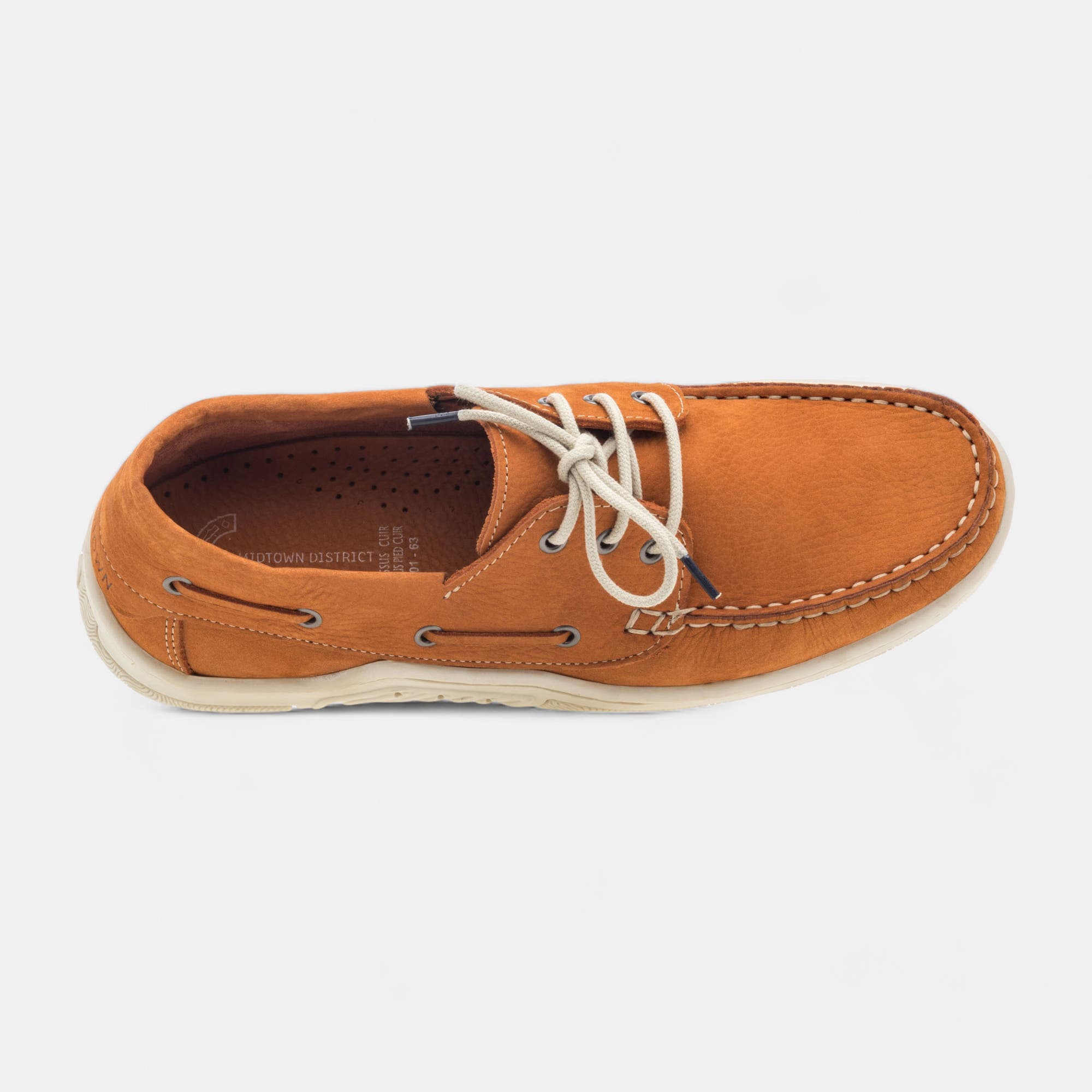 Chaussures bateau Homme en cuir orange