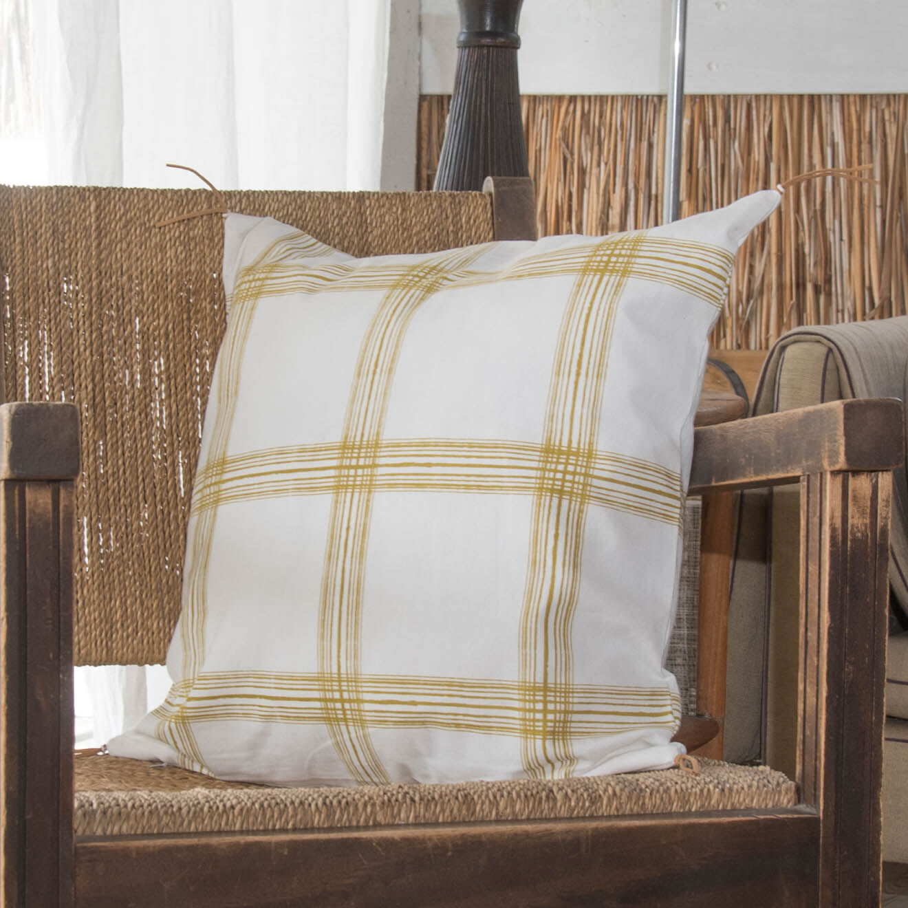 Febronie Housse de coussin Madras jaune - 50x50 cm