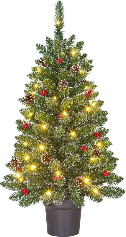 Black Box Trees - Creston - Kunstkerstboom - Groen Frosted - H90 x Ø50 cm - Met LED Verlichting