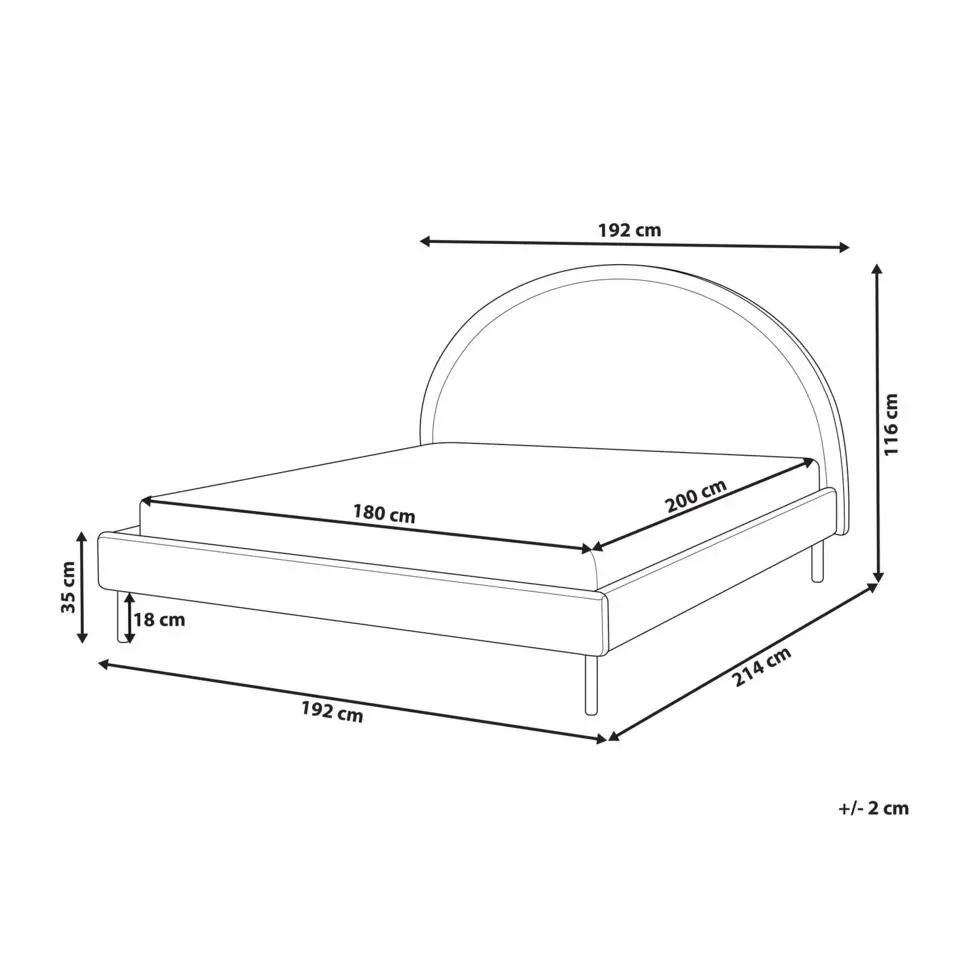 MARGUT - Bed - Lichtgrijs - 180 x 200 cm - Polyester