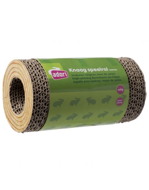 Adori Knaagspeeltje Boomstam Karton - Speelgoed - Ø9.5x18 cm Bruin