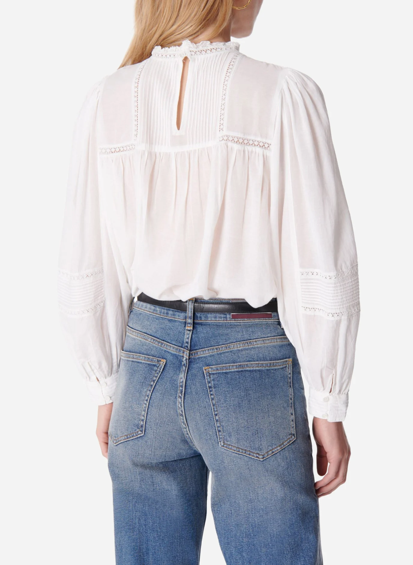 CALIN - Blouse brodée en coton mélangé | Blanc