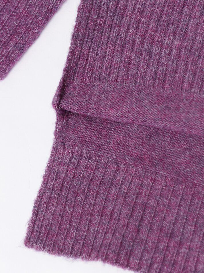 Vestido de malha com gola alta - Cor berinjela