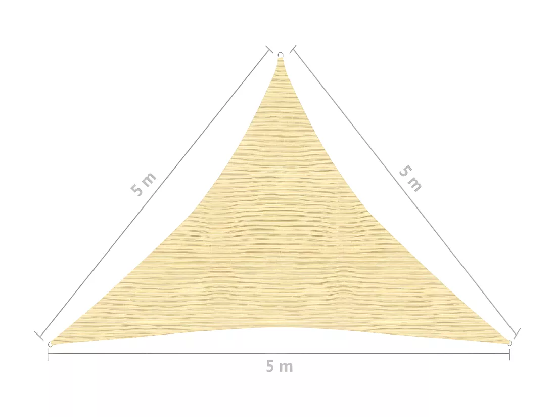 Voile d'ombrage en PEHD triangulaire 5x5x5 m Beige