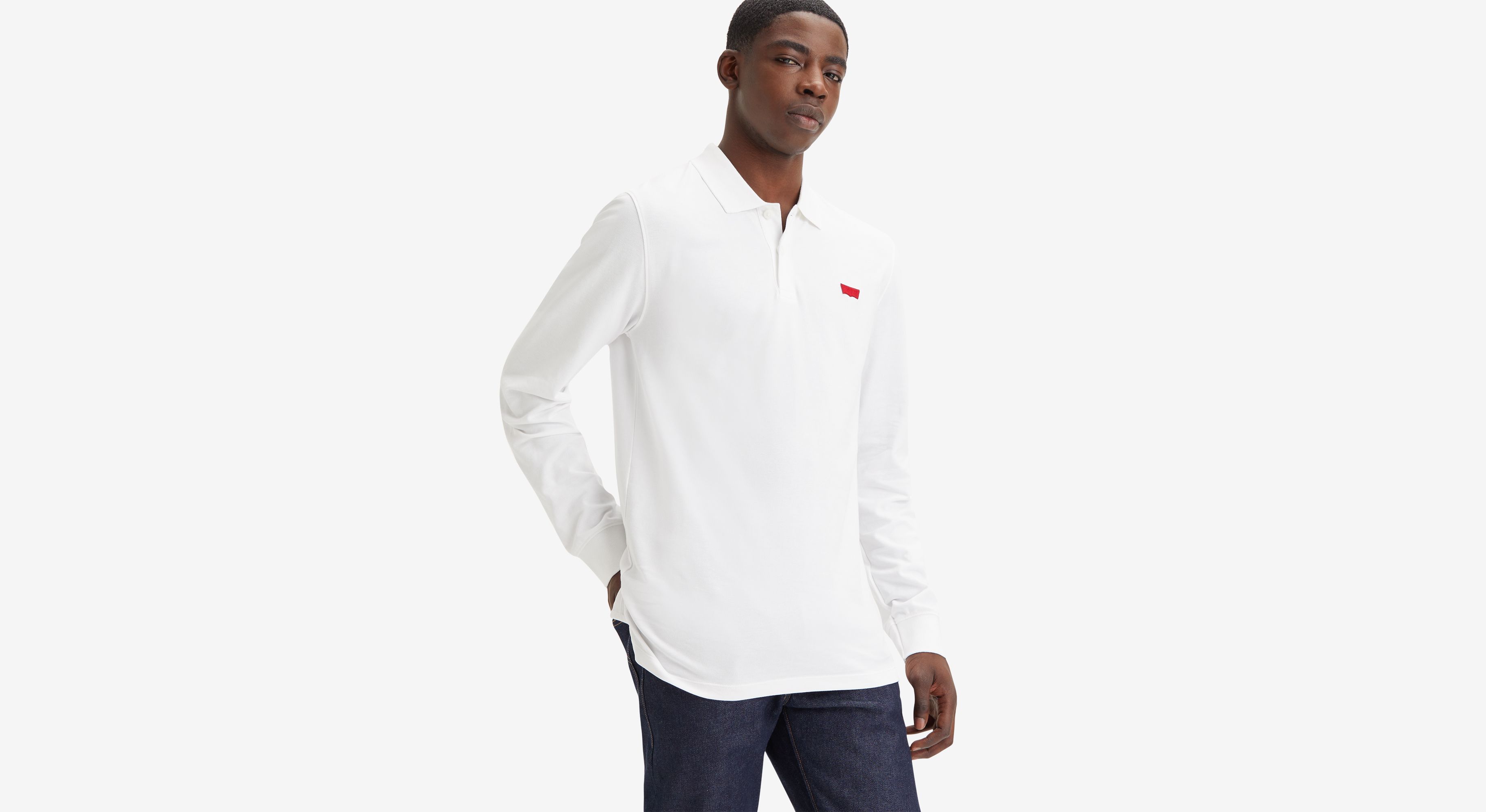Polo manche longue Housemark slim - Bright White - Blanc