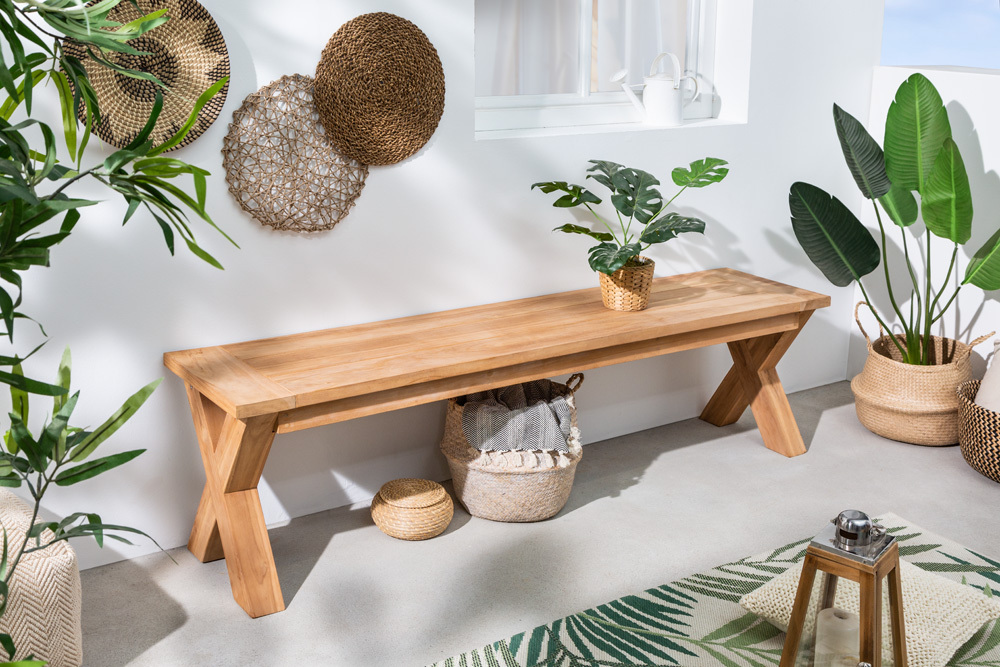 Massive Gartenbank EMPIRE TEAK 180cm Sitzbank Teakholz wetterfest