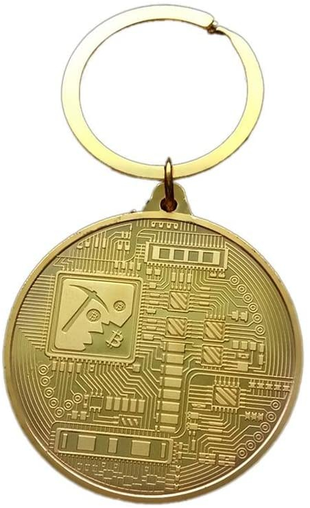(Ø40mm) Bitcoin BTC Schlüsselanhänger Krypto Münze Souvenir Sammlerstück - Gold