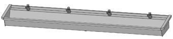 Intersan Sanilav muurwastrog m. zelfsluitende wastafelkraan 300cm 5-personen RVS