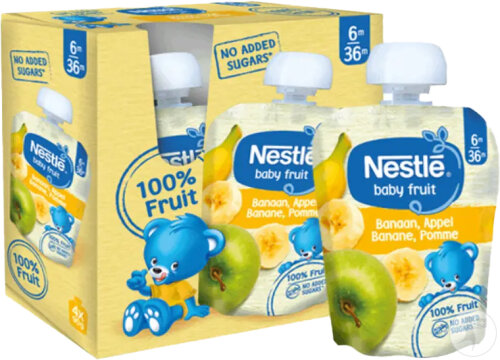 Nestlé Baby Fruit Gourde Banane Pomme Bébés 6-36 Mois 4x90g