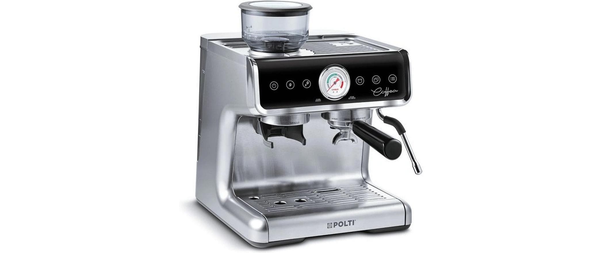 Siebträgermaschine Coffea G50S Silber<br>Kaffeemaschine mit integriertem Mahlwerk