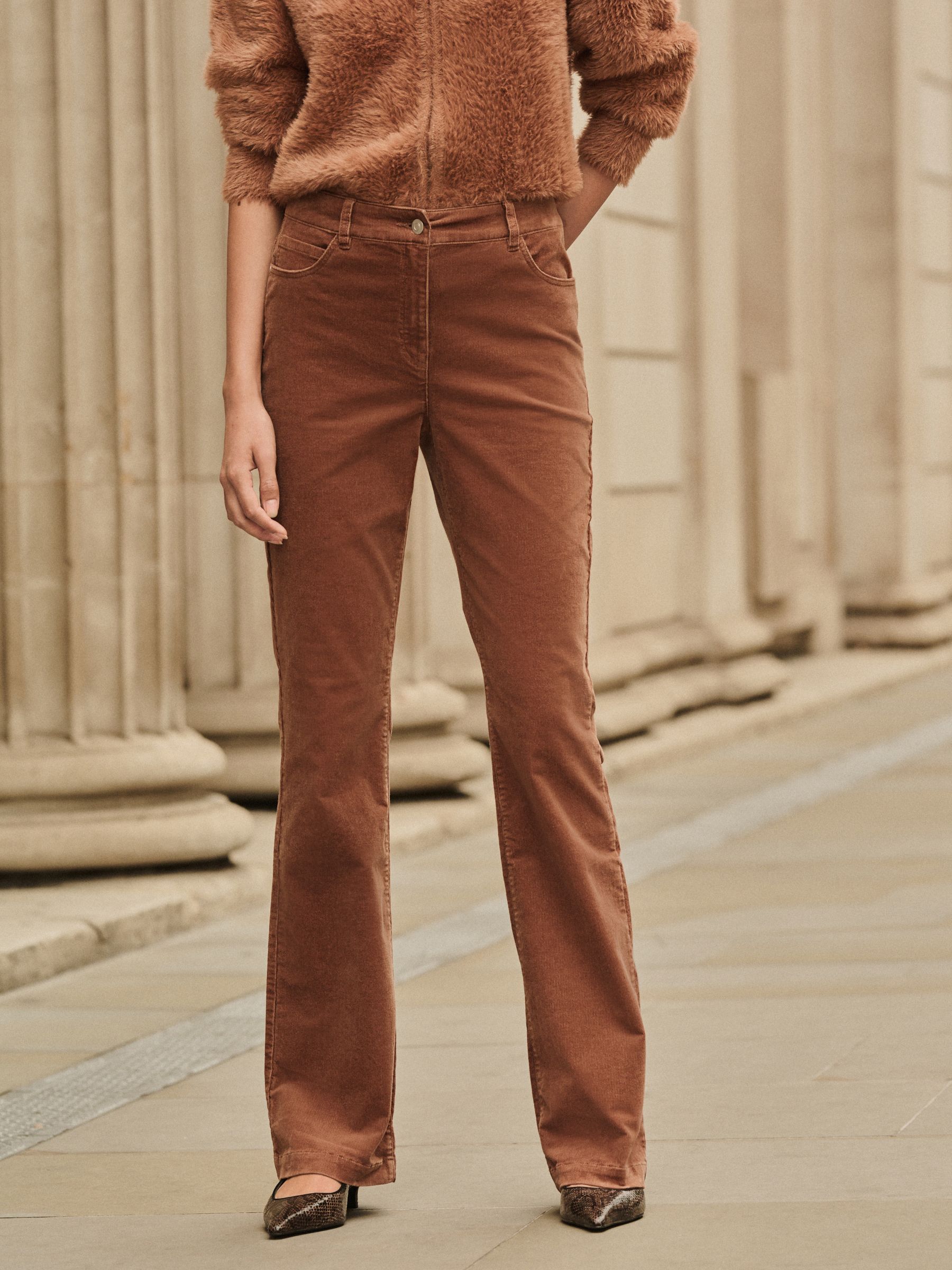 Lichtbruin - Corduroy boot cut broek