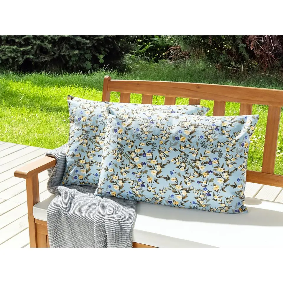 VALLORIA - Buitenkussen set van 2 - Blauw - Polyester