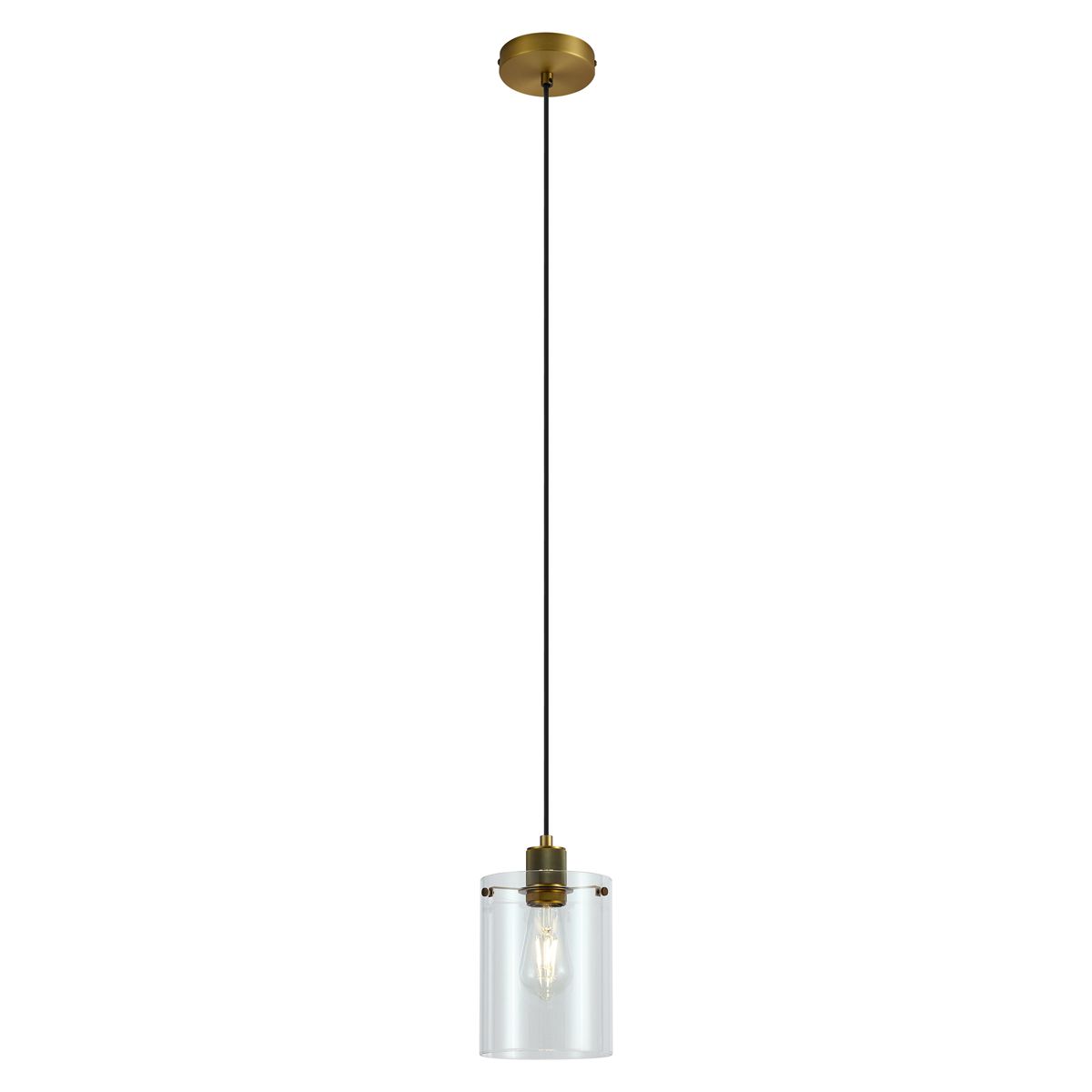 Design hanglamp brons met helder glas - Domo