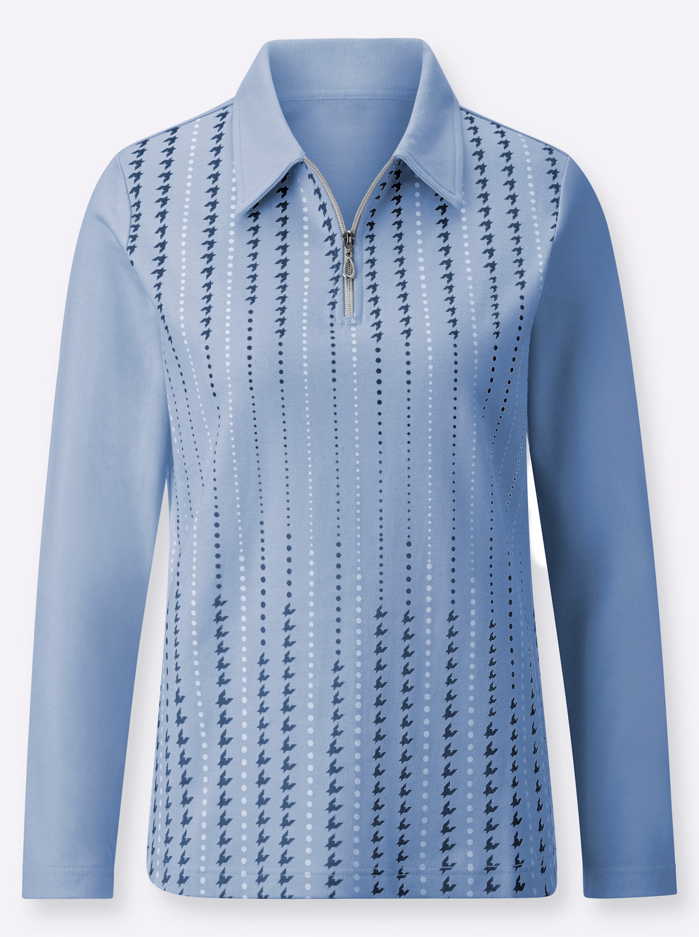Winter-Shirt in bleu-bedruckt