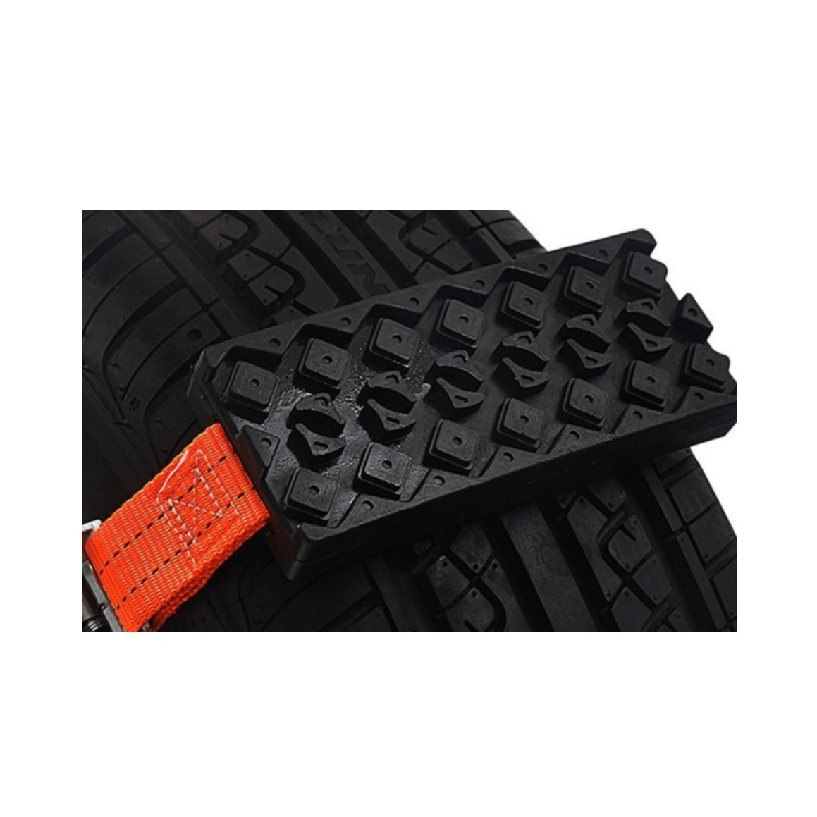 Anti-Rutsch Auto Anfahrhilfe Notfall Schneekette Traktionsband Autoreifen Zugkette (Schnee / Eis / Schlamm) - Schwarz / Orange