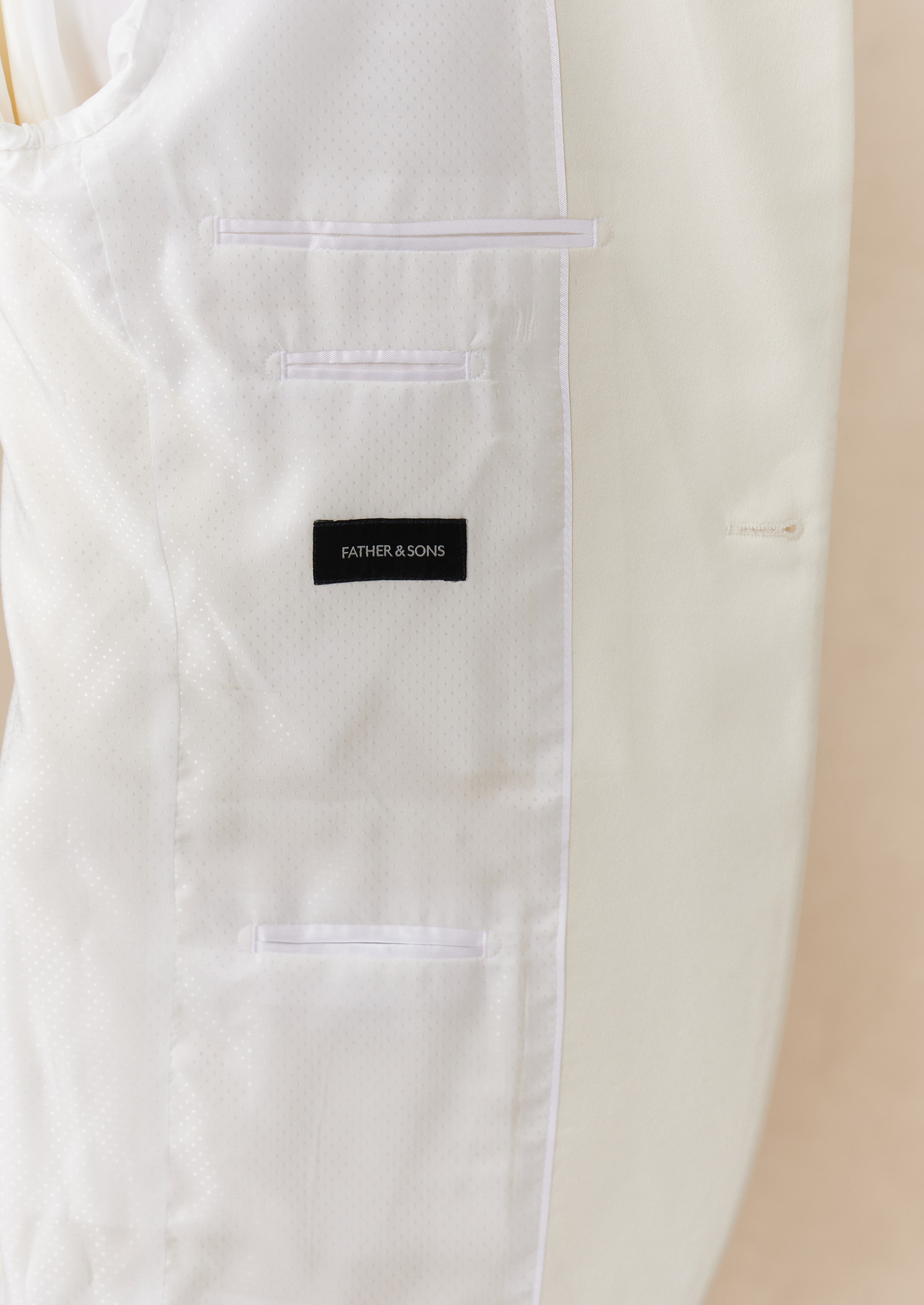 Veste de smoking Slim en laine unie écrue