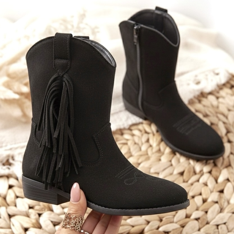 Fringe cowboy boots - zwart