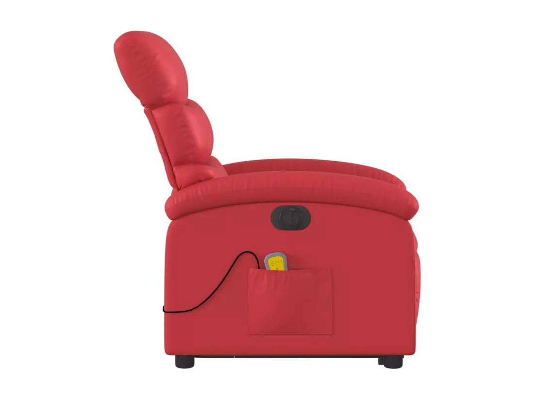 Fauteuil inclinable massant électrique rouge similicuir