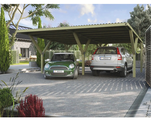 dubbele carport weka Y zonder dakbedekking 588 x 606 cm drukgeïmpregneerd