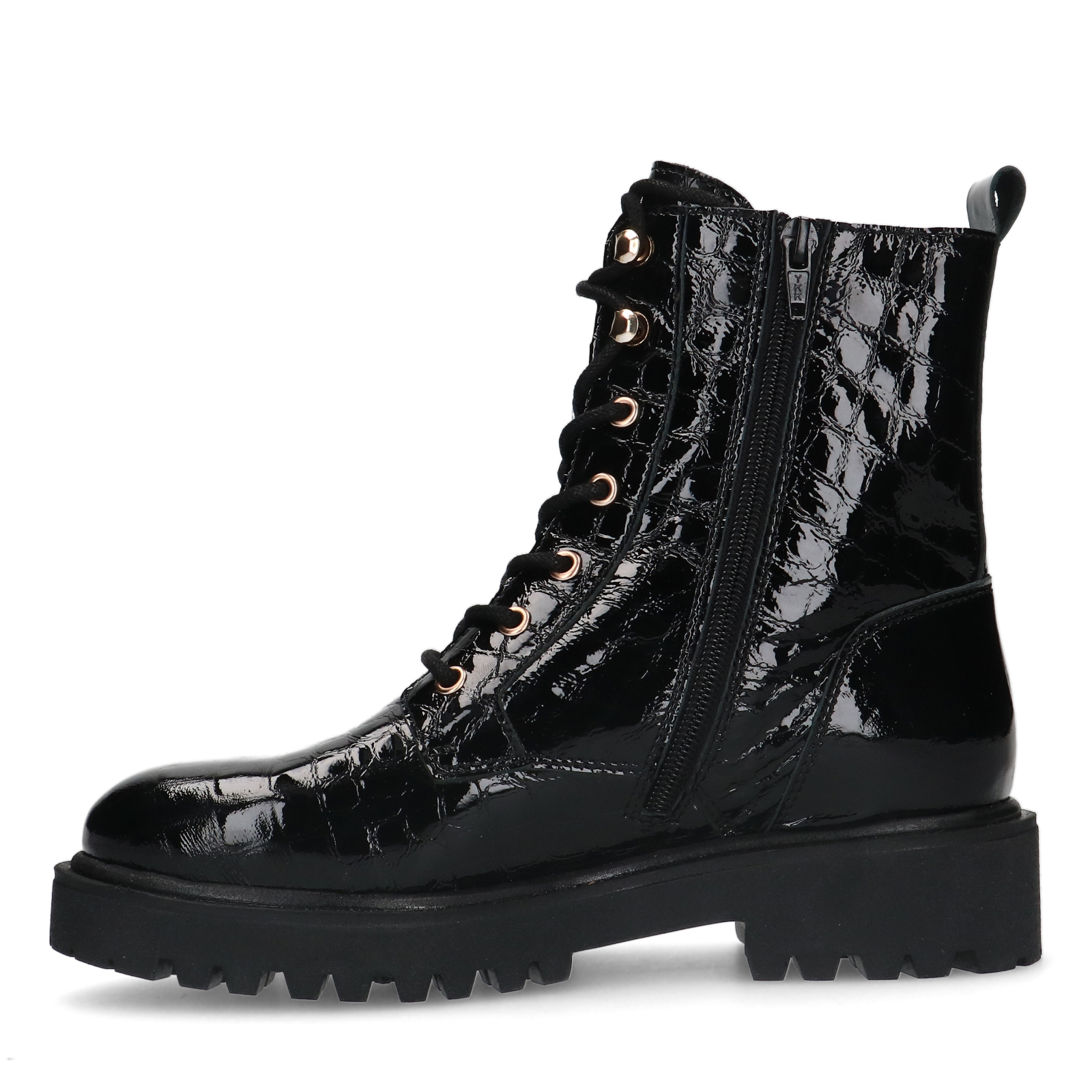 Zwarte lakleren veterlaarsjes