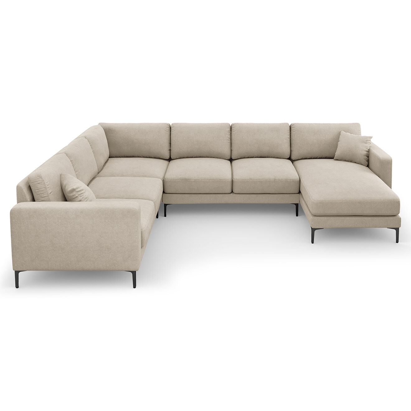 Mazzini Sofas Canapé Panoramique gauche Venus 6 Places beige - 326x236x90 cm