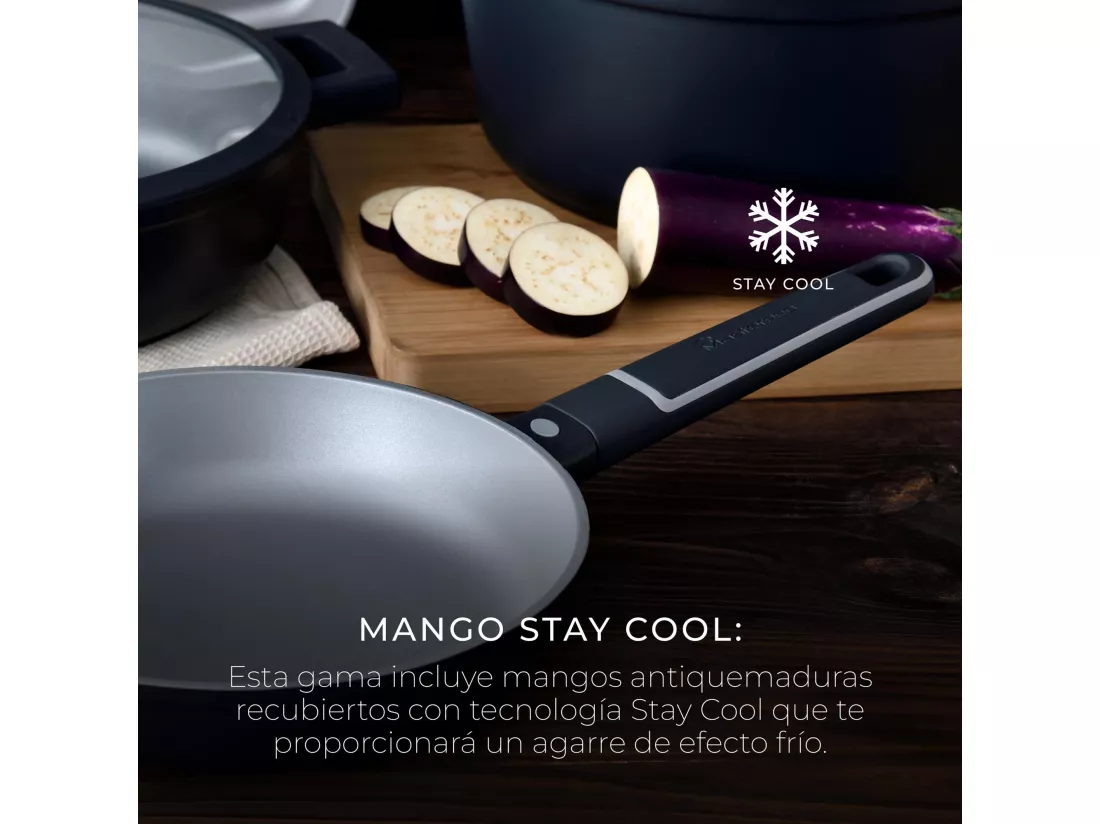INDIGO Batterie de cuisine 17 pièces en fonte d'aluminium avec poêles à frire, wok, grill, casseroles et casserole avec couvercles MasterPRO