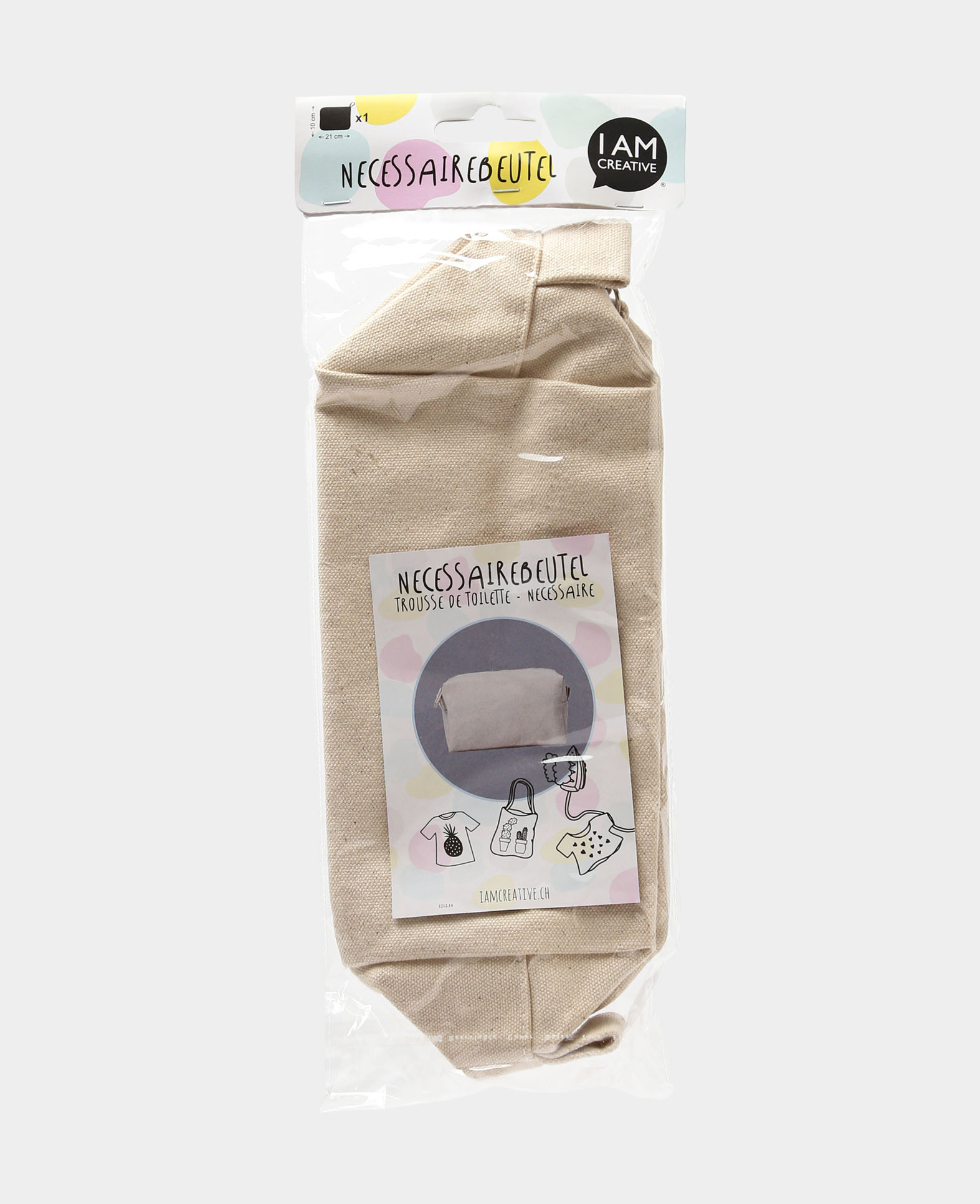 (21x10cm) Baumwolle Kulturbeutel  DIY Necessaire mit Reissverschluss - Beige