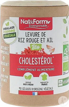 Nat&Form Levure De Riz Rouge & Ail Bio 90 Gélules Écoresponsable